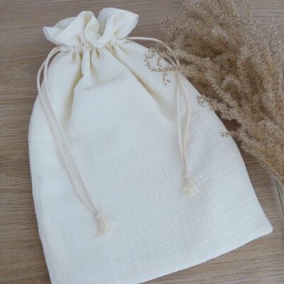 Customizable Auguste pouch in organic cotton - Ecru