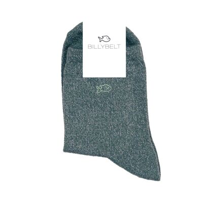 Glitzernde Socken aus gekämmter Baumwolle – Celadon