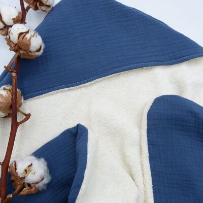 Capa de baño Raphaël de algodón orgánico - Azul