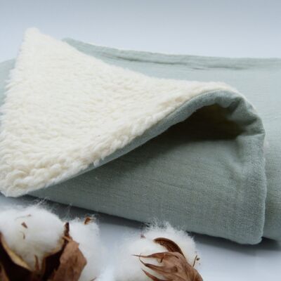 Coperta Clotilde in cotone biologico - Verde acqua