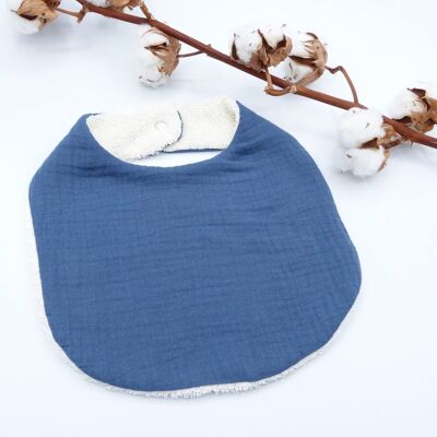 Large Timéo bib in organic cotton - Blue