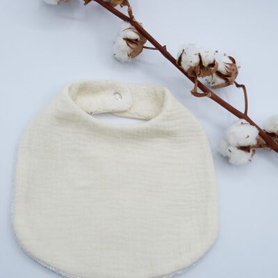 Large Timéo bib in organic cotton - Ecru