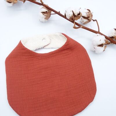 Large Timéo bib in organic cotton - Terracotta