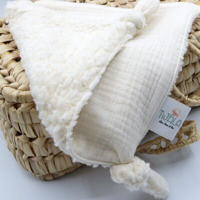 Anpassbares Kuscheltier-Schnullertuch aus Bio-Baumwolle – Ecru