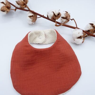 Small Jade bib in organic cotton - Terracotta