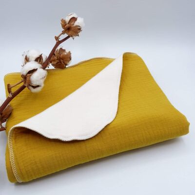 Manta Louise de algodón orgánico - Amarillo mostaza