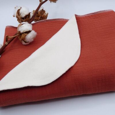 Louise throw in organic cotton - Terracotta