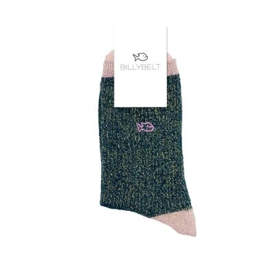 Chaussettes pailletées en coton peigné Vintage - Vert