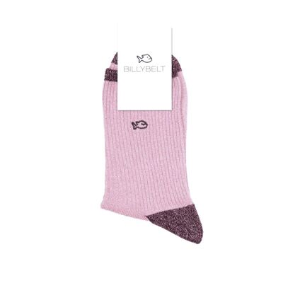 Vintage-Socken aus gekämmter Baumwolle mit Glitzer – Rosa