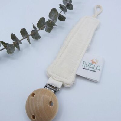 Organic cotton pacifier clip - Ecru
