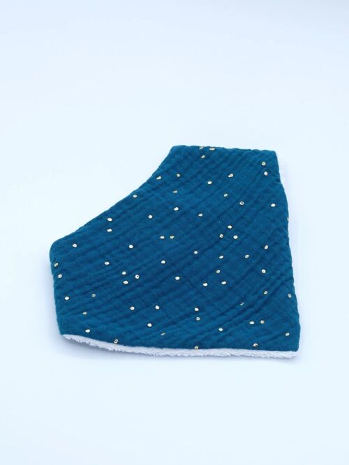 Bavoir bandana Gaspard - indigo à pois dorés