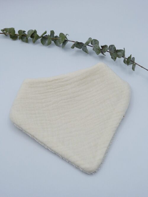 Bavoir bandana Gaspard en coton biologique - Écru