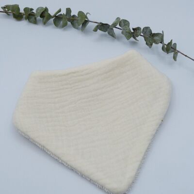 Gaspard bandana bib in organic cotton - Ecru