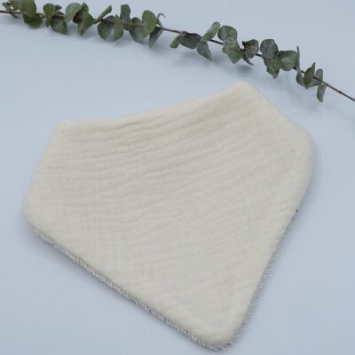 Gaspard bandana bib in organic cotton - Ecru