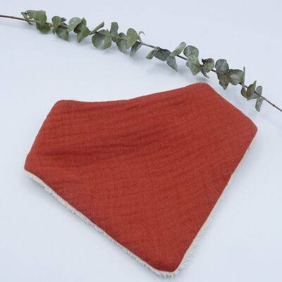 Gaspard bandana bib in organic cotton - Terracotta