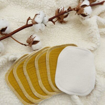 Lingettes Lou en coton biologique - Jaune moutarde