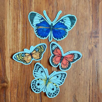 Lot de 4 autocollants papillon