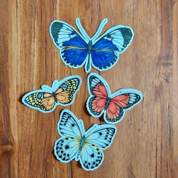 Lot de 4 autocollants papillon 1