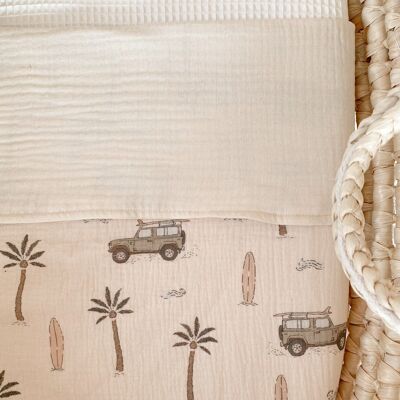 Muslin blanket / cars + palm trees