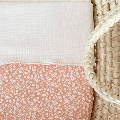 Muslin blanket / linen floral - peach