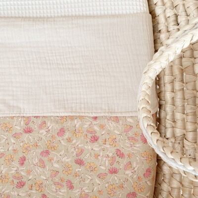 Muslin blanket / floral linen - pistachio