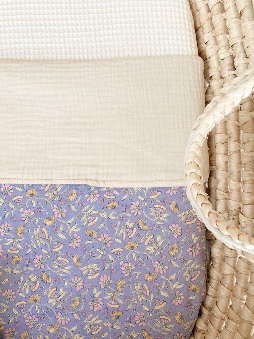 Muslin blanket / floral linen - blue