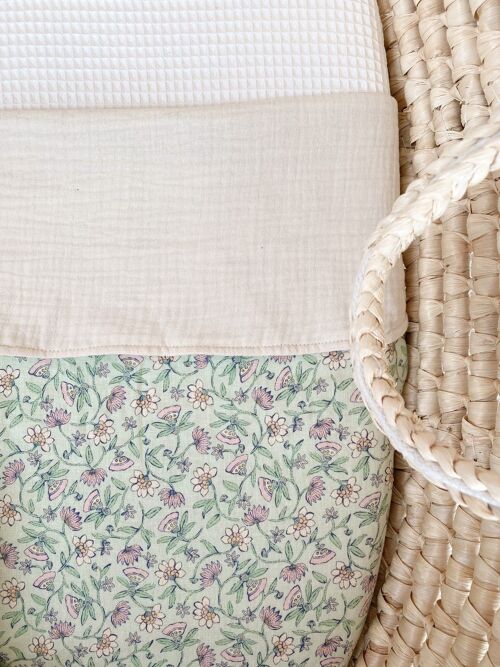 Muslin blanket / floral linen - mint