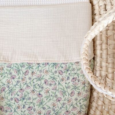 Muslin blanket / floral linen - mint