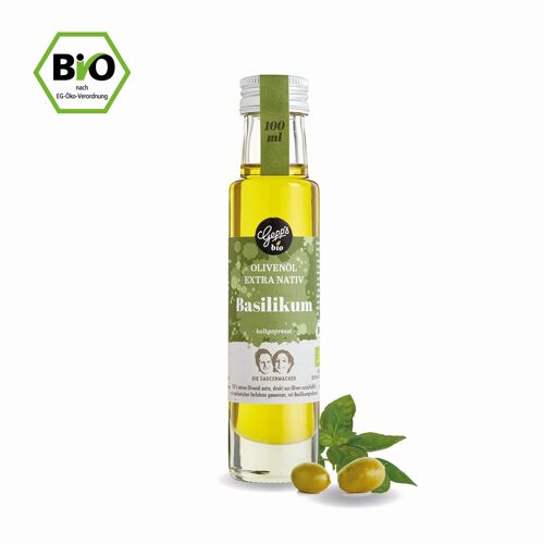 Gepp's Bio Olivenöl Nativ Extra mit Basilikum, 100ml