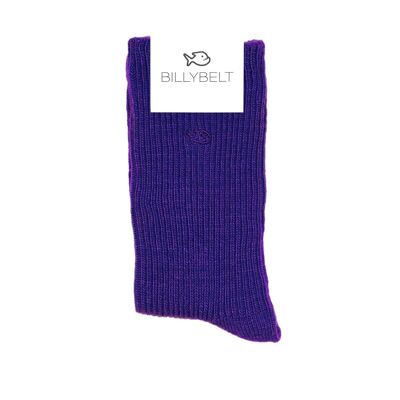 Wool sock with angora Purple