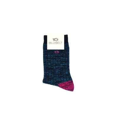 Chaussettes club en coton peigné Vert-Rose