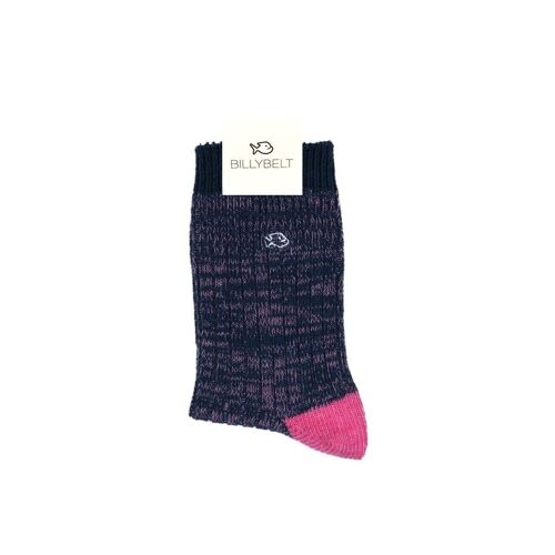 Chaussettes club en coton peigné Bleu-Rose