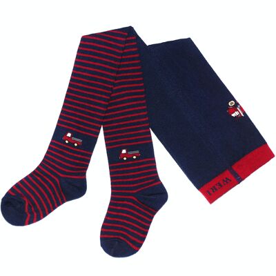 Collant in Cotone per Bambini >>Blu Navy e Rubino<< Trenino in morbido cotone