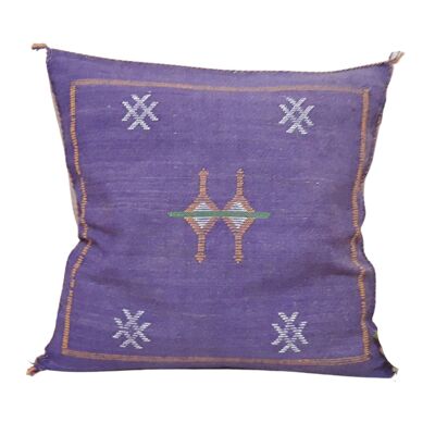 Funda de almohada de cactus de seda Sabra marroquí hecha a mano púrpura