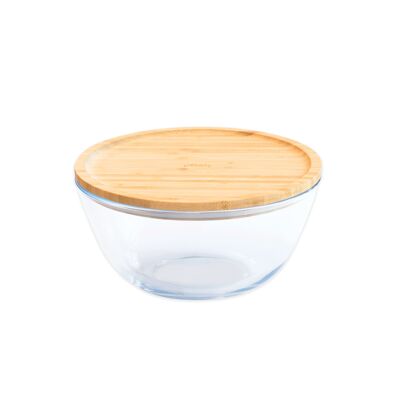 Tazón redondo con tapa de bambú - 2600 ml