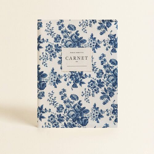Papeterie - Carnet couverture tissu - Fleur Bleue