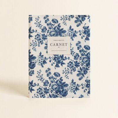 Papelería - Libreta tapa tela - Flor Azul