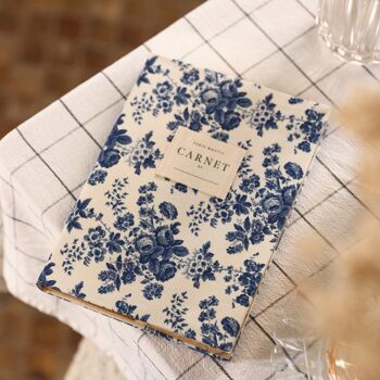 Papeterie - Carnet couverture tissu - Fleur Bleue 2