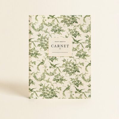 Papeterie - Carnet couverture tissu - Plume Verte