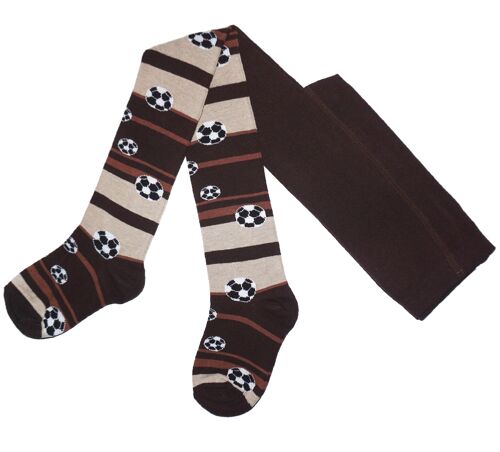 Cotton Tights for Children soft cotton>>Chocolate Brown<< Football Balls