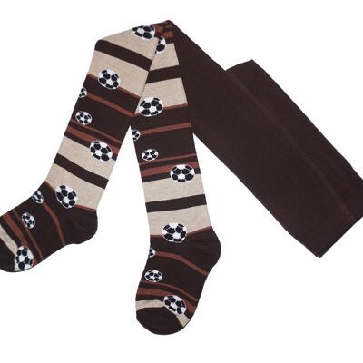 Cotton Tights for Children >>Chocolate Brown<< Football Balls