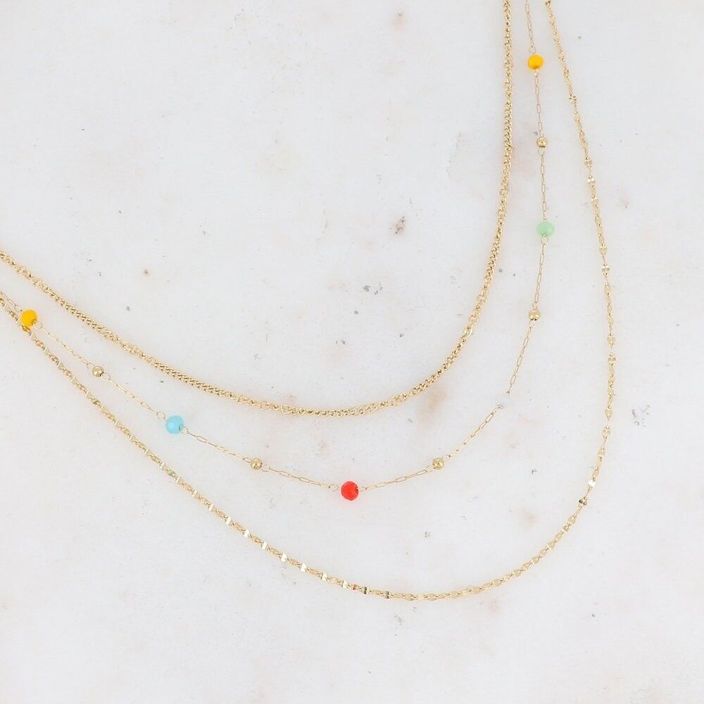 Vanessa-Halskette – 3 Reihen und Glaspaste