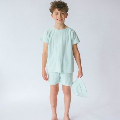 Soft Mint 3pcs Towelling Summer Set With Matching Bucket Hat