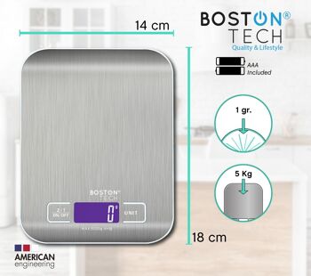 BALANCE DE CUISINE NUMÉRIQUE POUR LA NOURRITURE. BALANCE À BIJOUX, ÉCRAN LCD, ACIER INOXYDABLE ÉTANCHE, FONCTION TARE, PILES INCLUSES, CAPACITÉ 5 KG/ MODÈLE HK 105 RECETTES À TÉLÉCHARGER 4