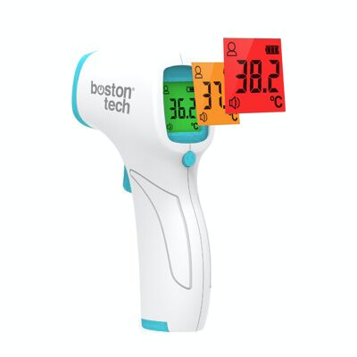 NON-CONTACT DIGITAL INFRARED MEDICAL THERMOMETER FOR PEOPLE AND SURFACES PRECISE READING MEMORY OF 20 MEASUREMENTS FEVER ALARM 3 COLORS FOR CHILDREN AND ADULTS INCLUDES BATTERIES MODEL ME108