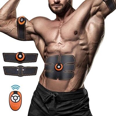 BOSTON TECH SP102 - EMS WIRELESS ELECTRO MUSCLE STIMULATOR FOR ABDOMINALS, ARMS AND LEGS. USB RECHARGEABLE PORTABLE TRAINER