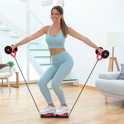 Rouleau Abdominal Twabanarm InnovaGoods avec Disques Rotatifs, Bandes Élastiques et Guide d'Exercices