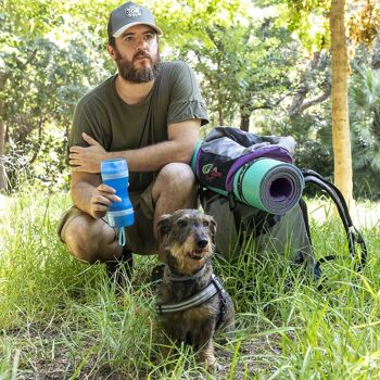 Bouteille 2-en-1 Pettap InnovaGoods avec Réservoir d'Eau et de Nourriture pour Animaux de Compagnie 5