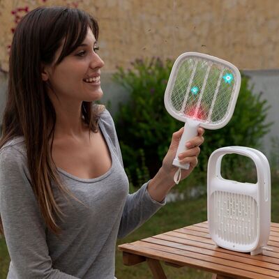 Swateck InnovaGoods Lampe anti-moustiques rechargeable 2 en 1 et raquette anti-insectes