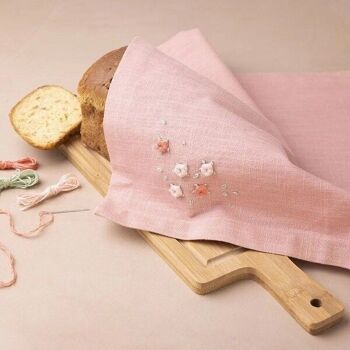 Mini Kit DIY Broderie - Serviettes en tissu - Vieux Rose 2